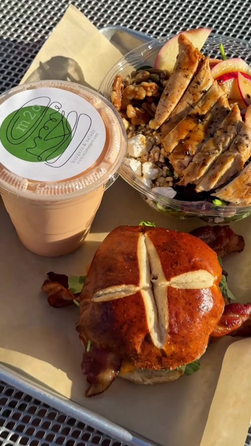 M2O Fall Collection featuring the Harvest Burger, Harvest Chicken Salad and Pumpkin Pie Shake
